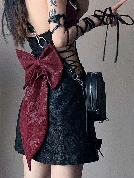 Gothic Qipao-Inspired Lace-Up Mini Dress