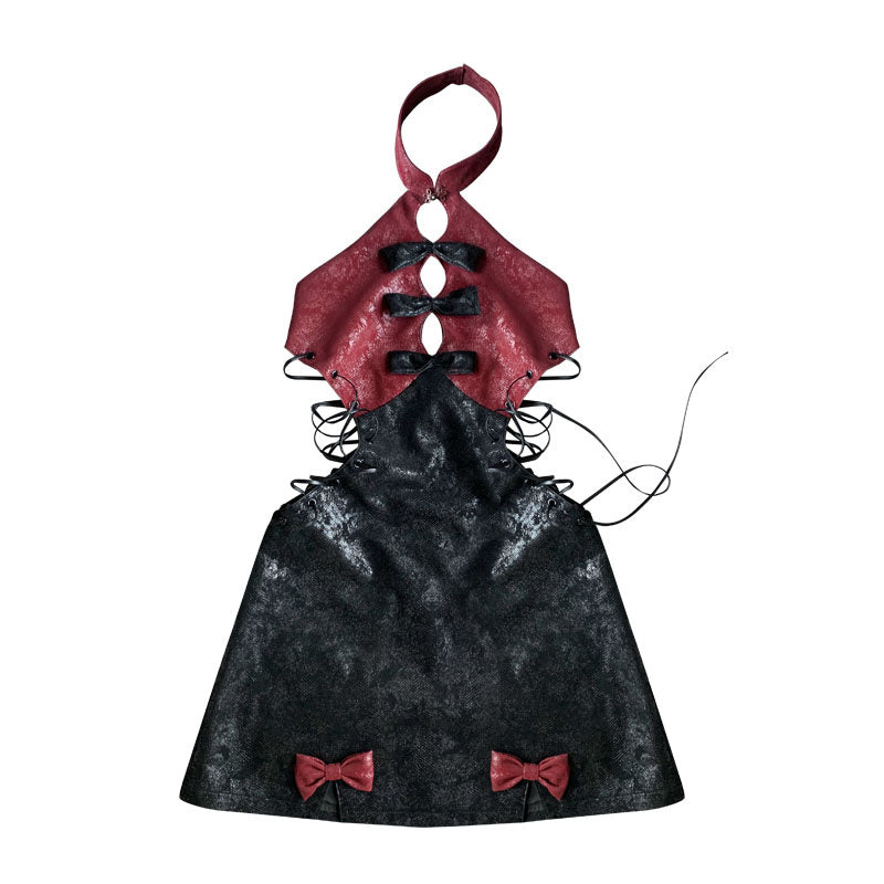 Gothic Qipao-Inspired Lace-Up Mini Dress