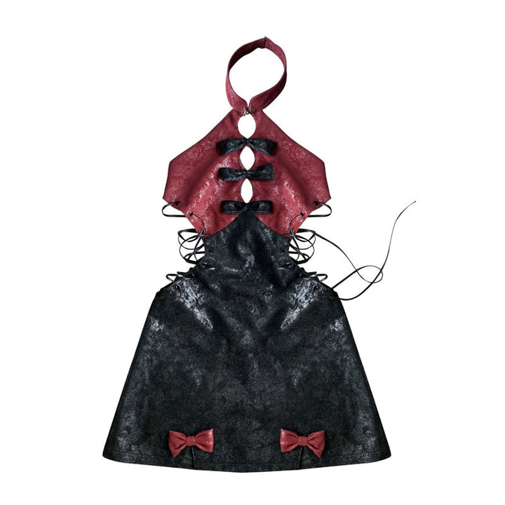 Gothic Qipao-Inspired Lace-Up Mini Dress