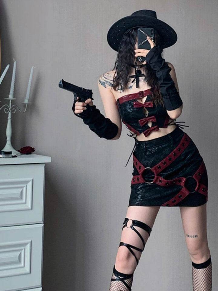 Gothic O-Ring Harness Mini Skirt