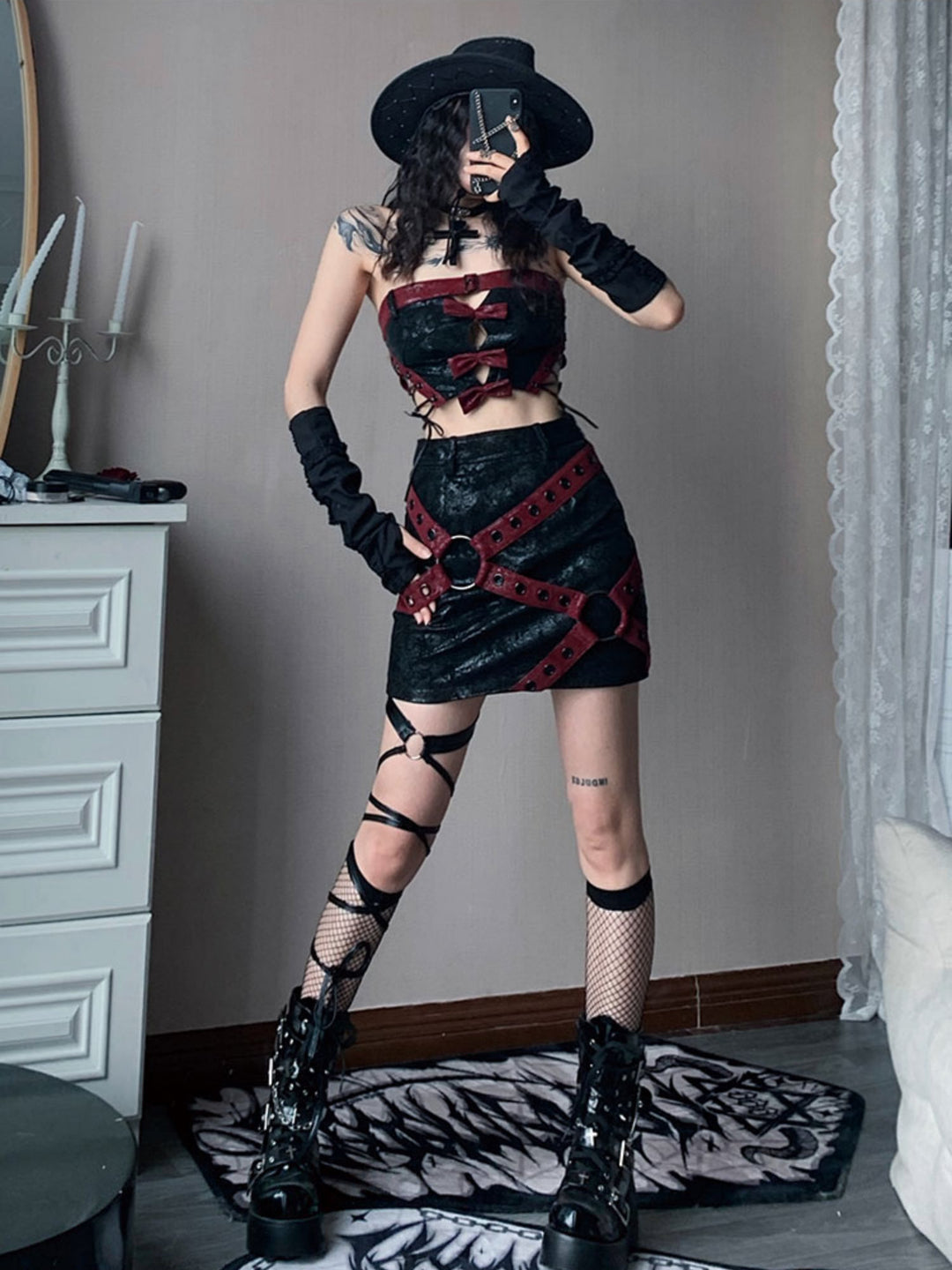 Gothic O-Ring Harness Mini Skirt