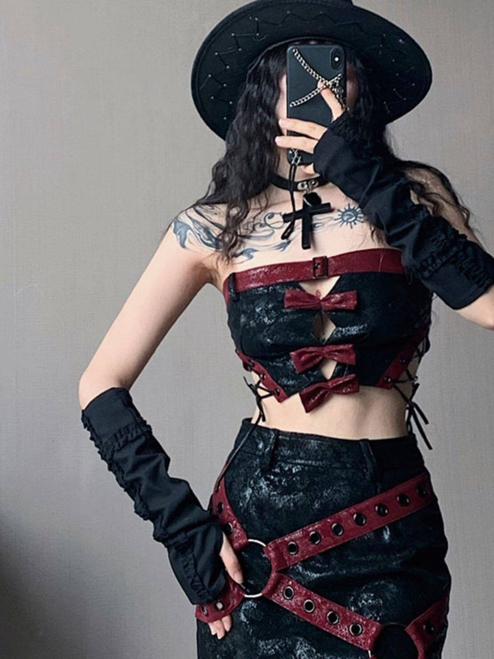 Gothic O-Ring Harness Mini Skirt
