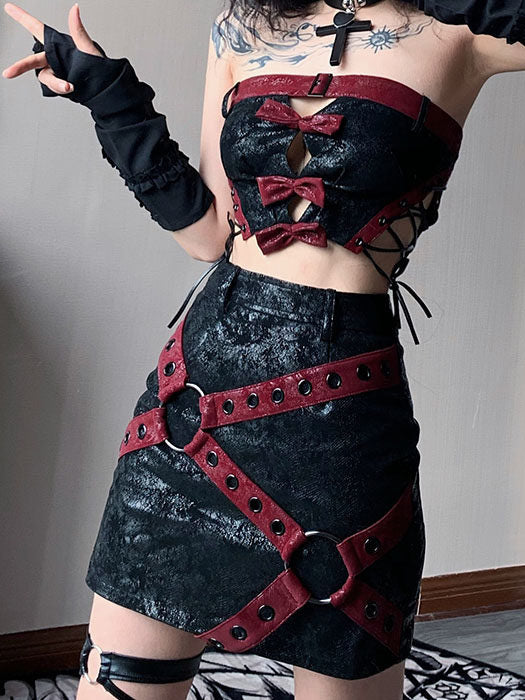Gothic O-Ring Harness Mini Skirt