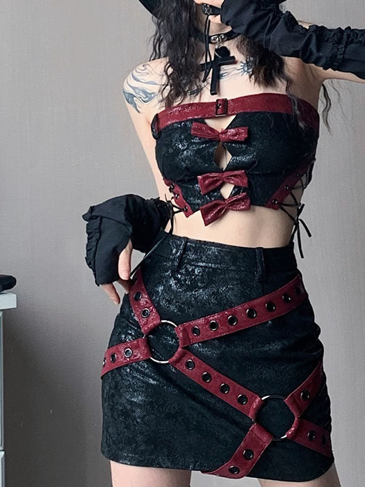 Gothic O-Ring Harness Mini Skirt