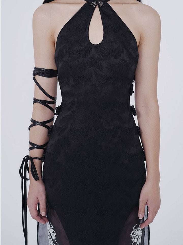 Gothic Dragon Embroidered Qipao Dress