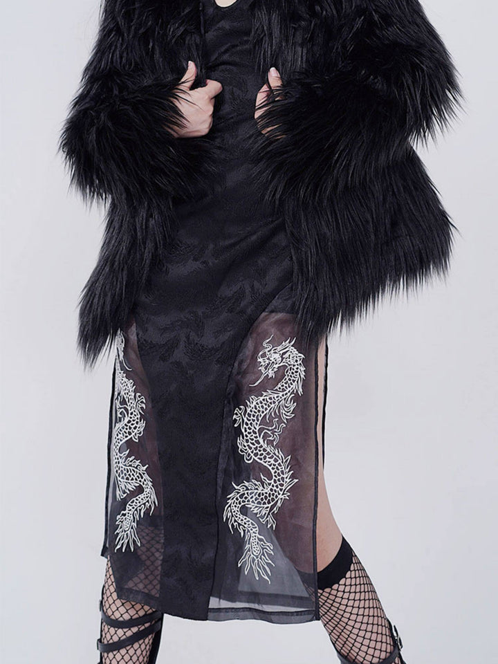 Gothic Dragon Embroidered Qipao Dress