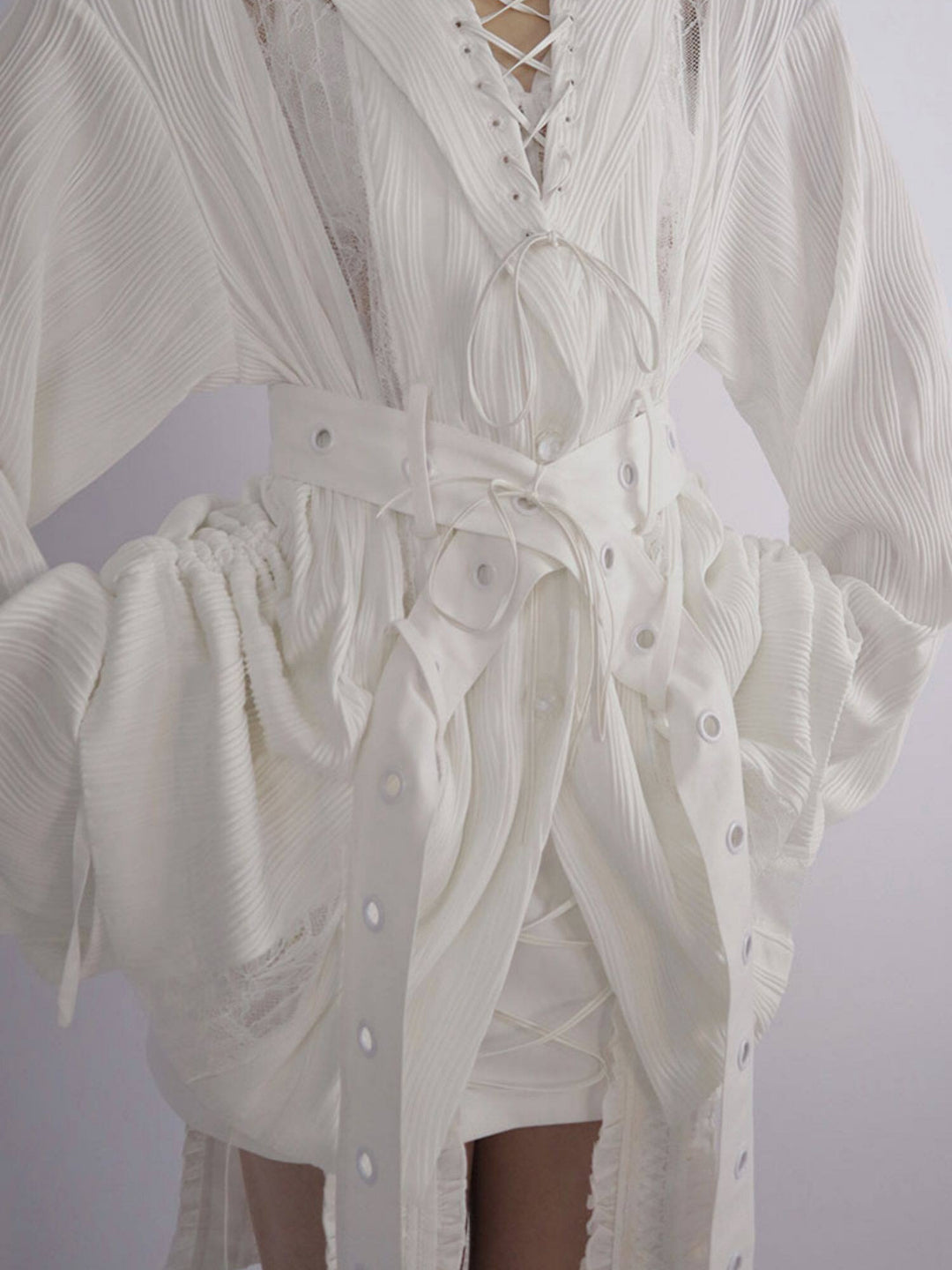 Gothic Lace-Up Pleated Shirt
