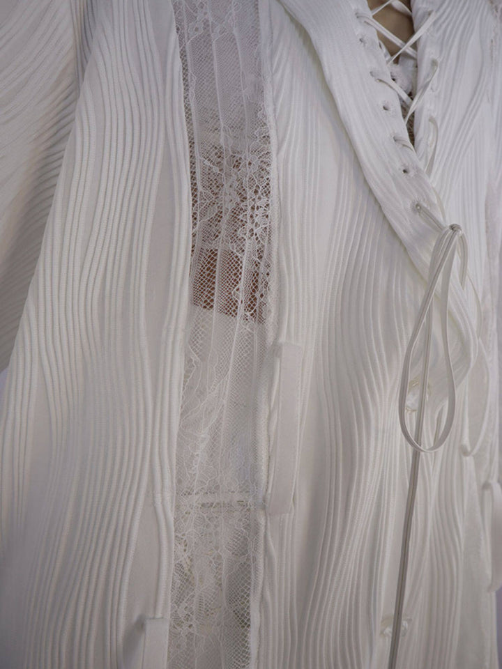 Gothic Lace-Up Pleated Shirt