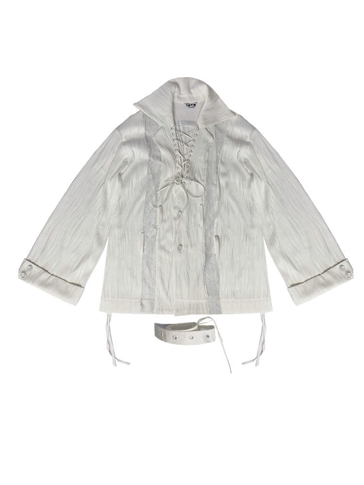 Gothic Lace-Up Pleated Shirt