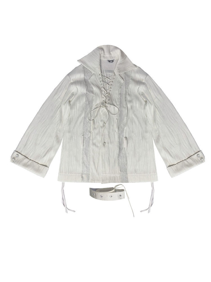 Gothic Lace-Up Pleated Shirt