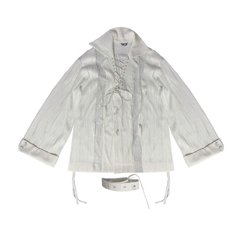 Gothic Lace-Up Pleated Shirt