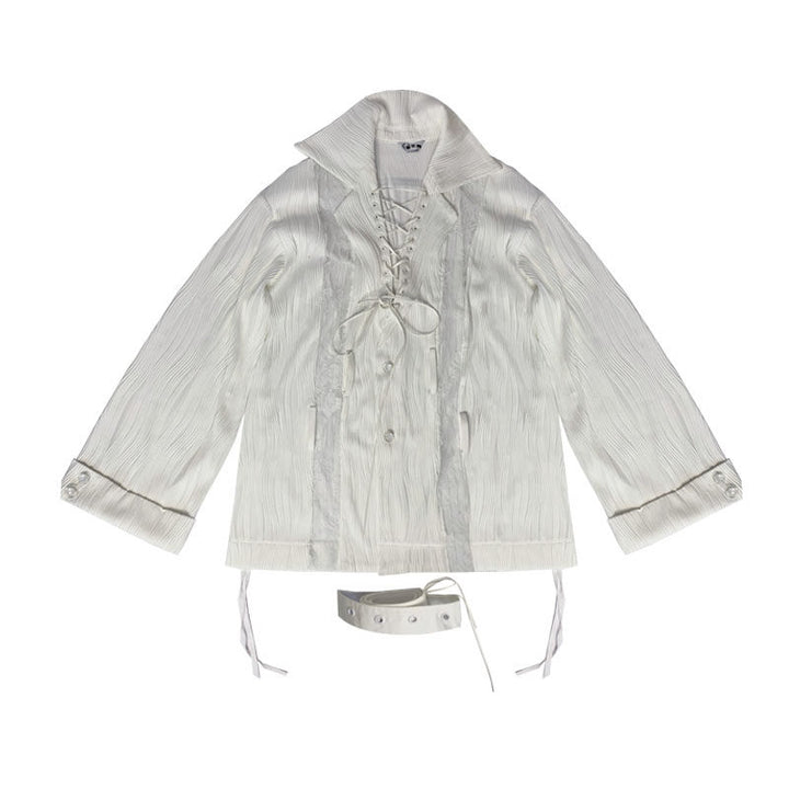 Gothic Lace-Up Pleated Shirt