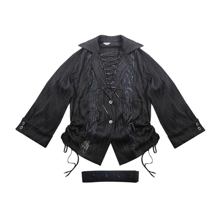Gothic Lace-Up Pleated Shirt