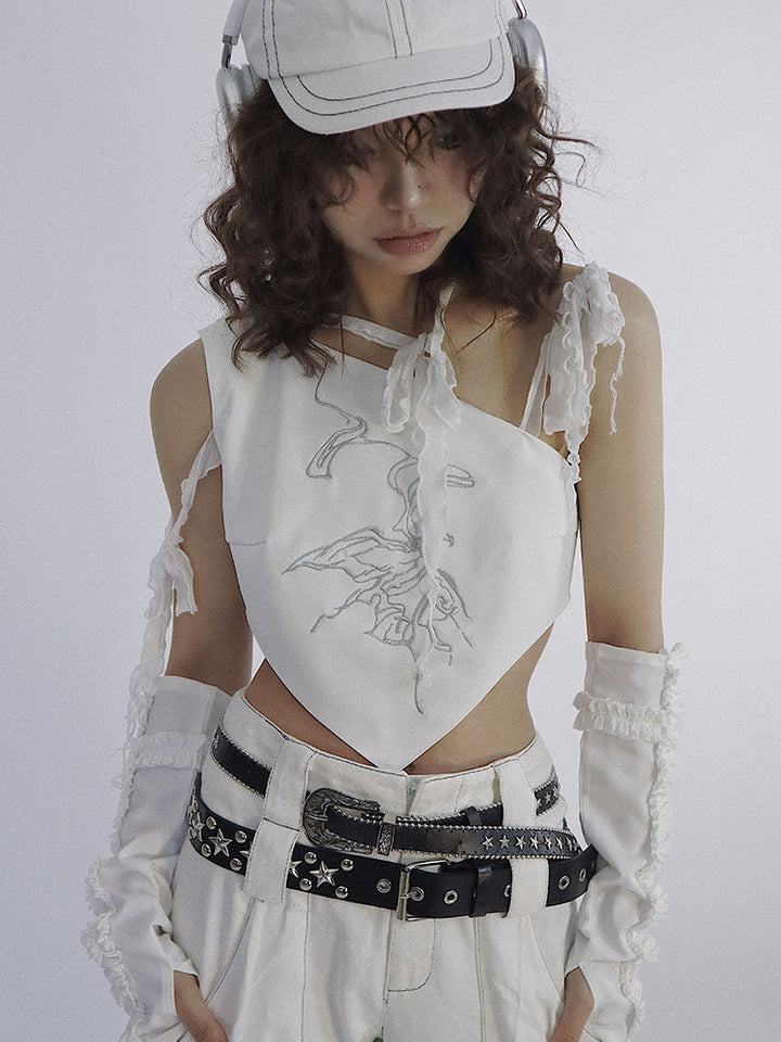 Y2K Butterfly Asymmetric Tank Top