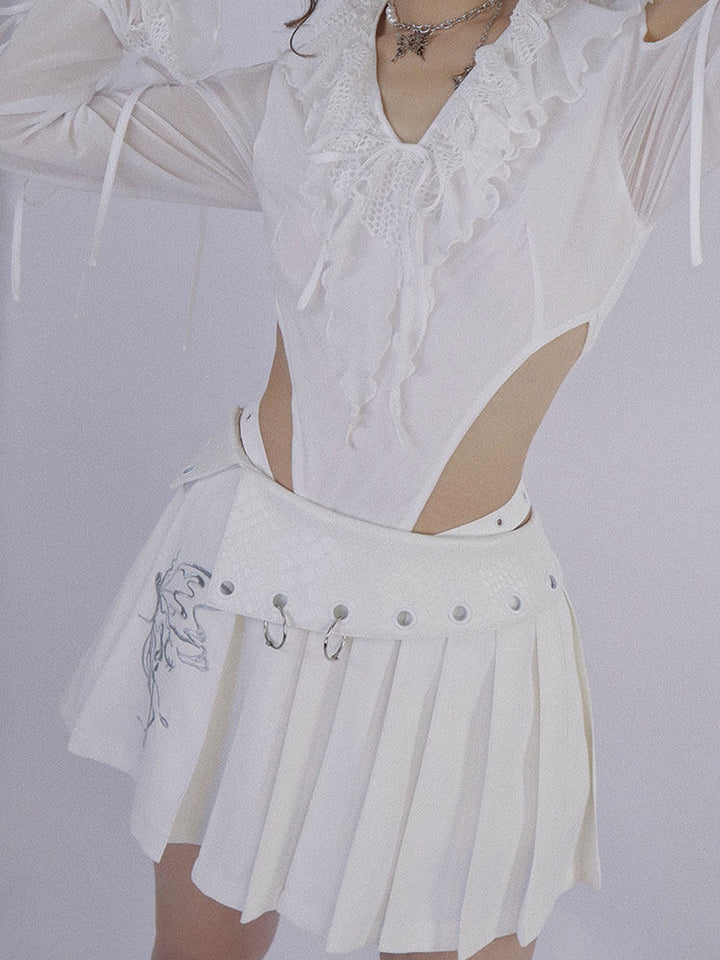 Y2K Butterfly Pleated Mini Skirt