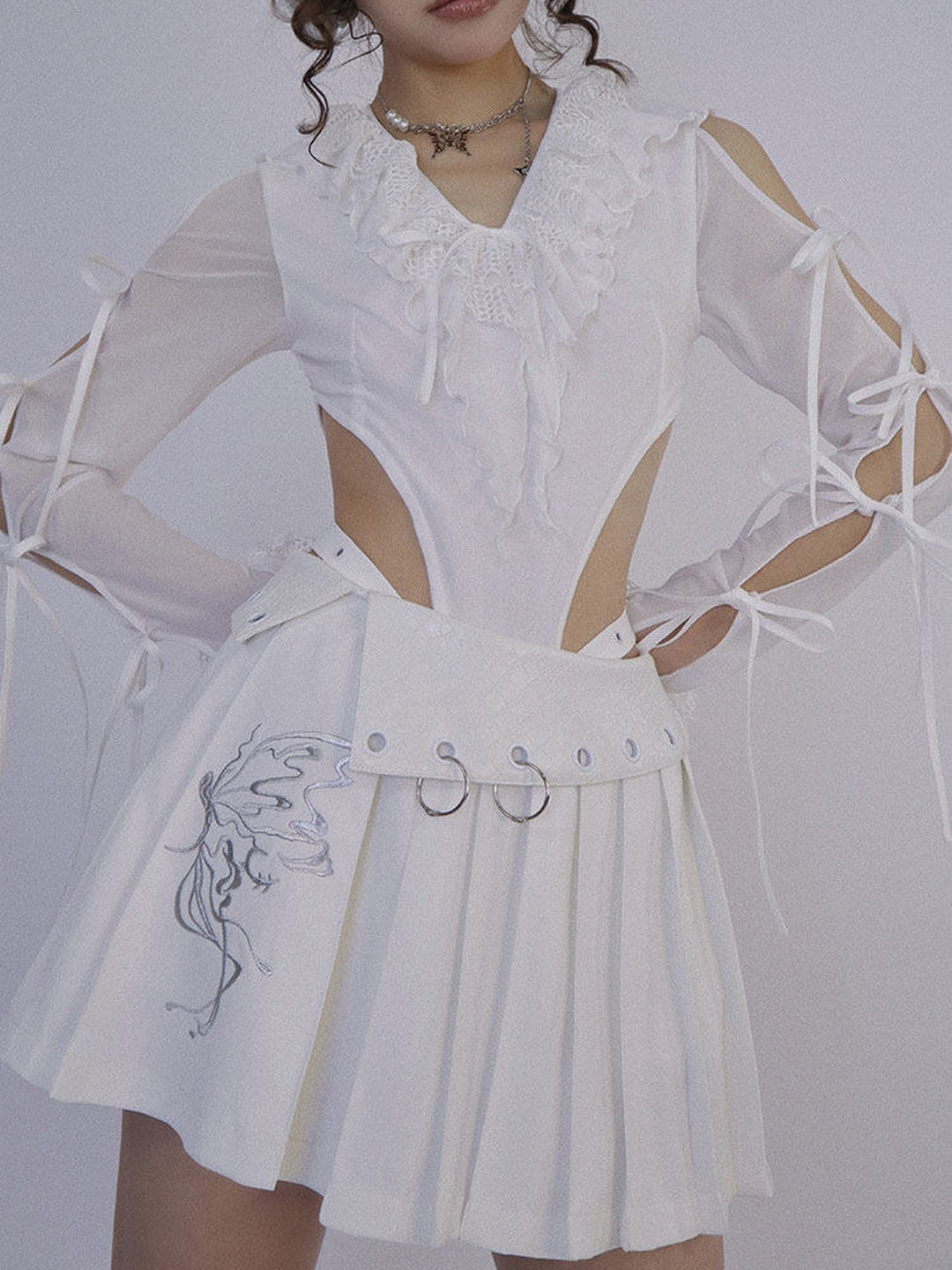 Y2K Butterfly Pleated Mini Skirt