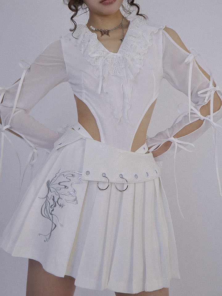 Y2K Butterfly Pleated Mini Skirt