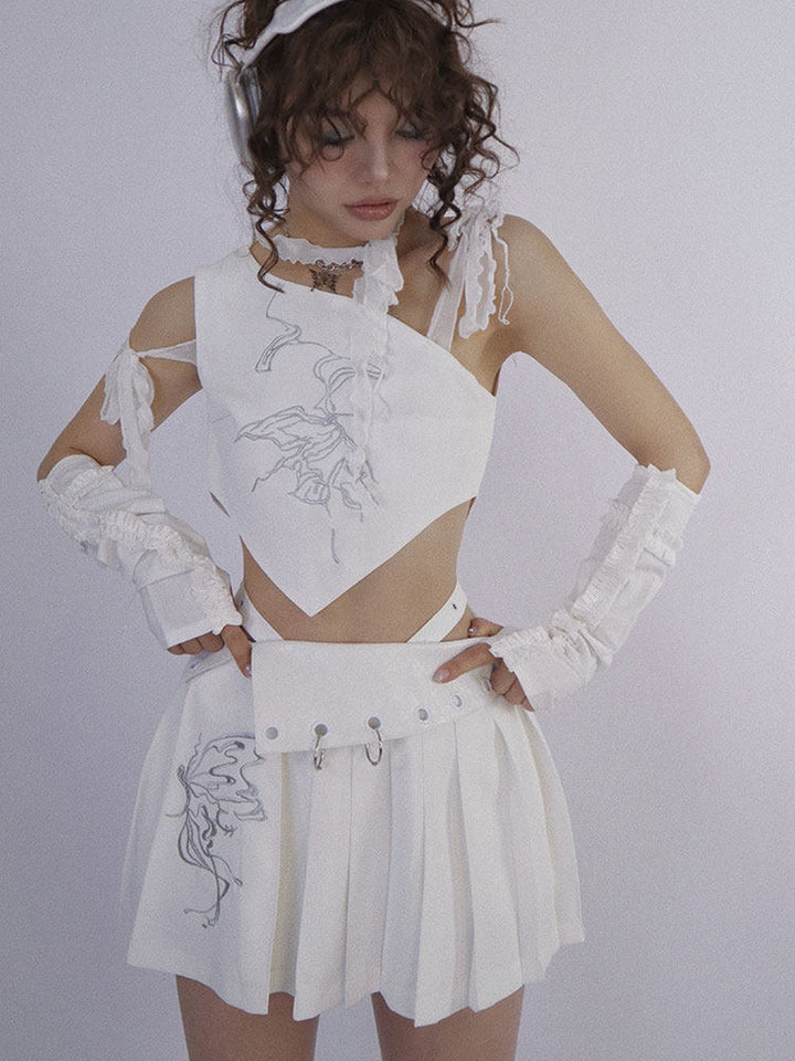 Y2K Butterfly Pleated Mini Skirt