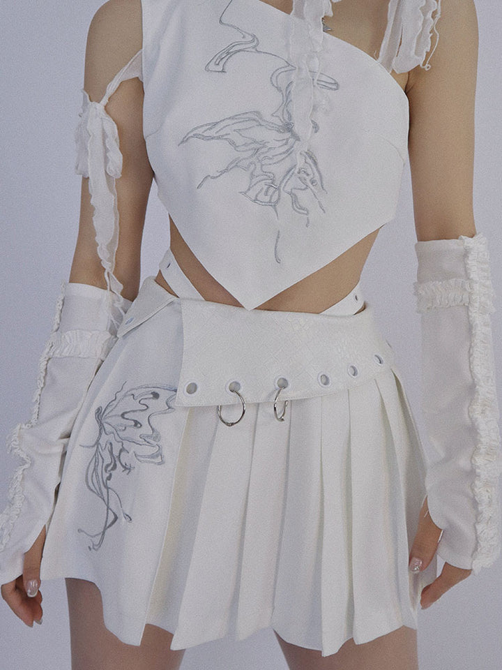 Y2K Butterfly Pleated Mini Skirt