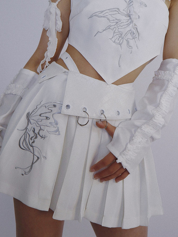 Y2K Butterfly Pleated Mini Skirt