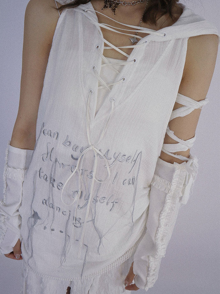 Post-Apocalyptic Lace-Up Hooded Vest