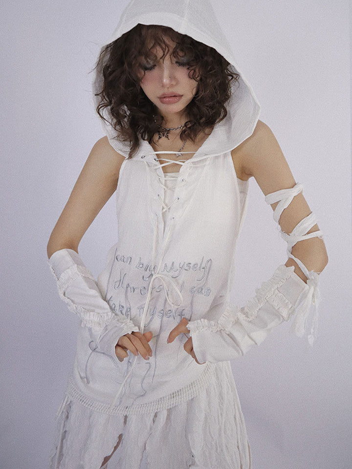 Post-Apocalyptic Lace-Up Hooded Vest