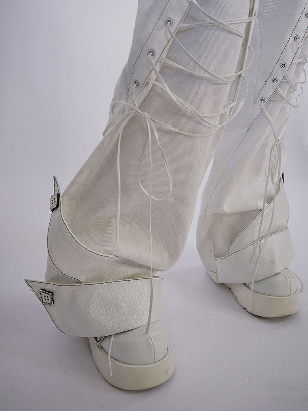 Y2K Lace-Up Wide Leg Jeans