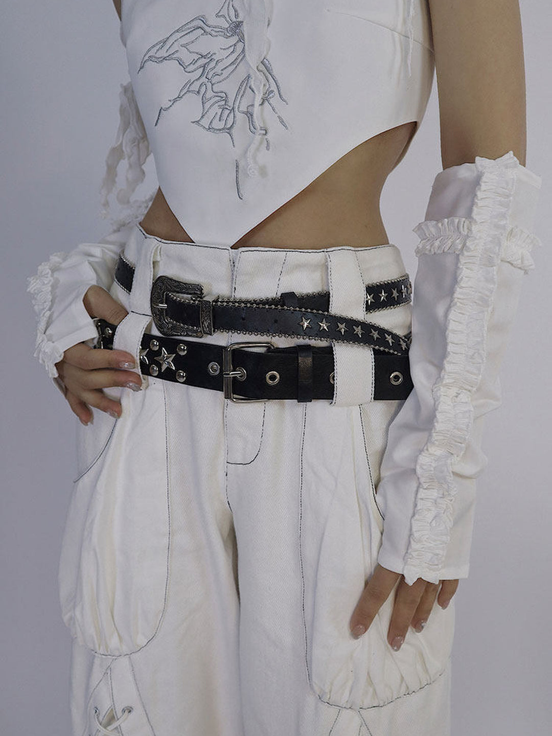 Y2K Lace-Up Wide Leg Jeans