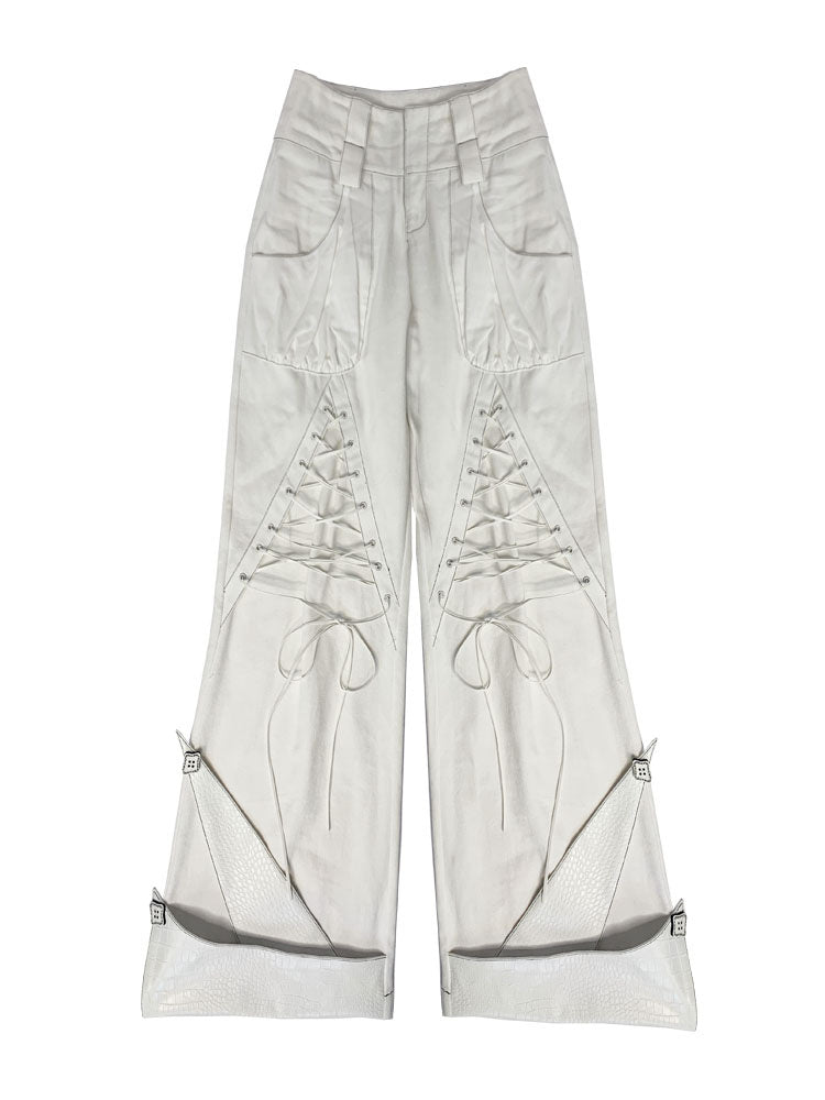 Y2K Lace-Up Wide Leg Jeans
