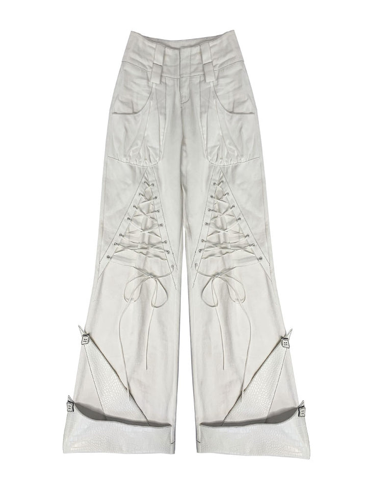 Y2K Lace-Up Wide Leg Jeans