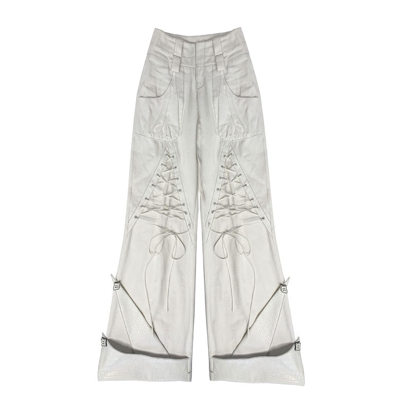 Y2K Lace-Up Wide Leg Jeans