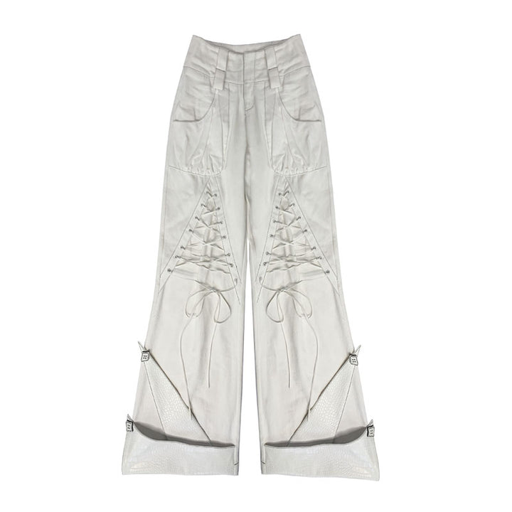 Y2K Lace-Up Wide Leg Jeans