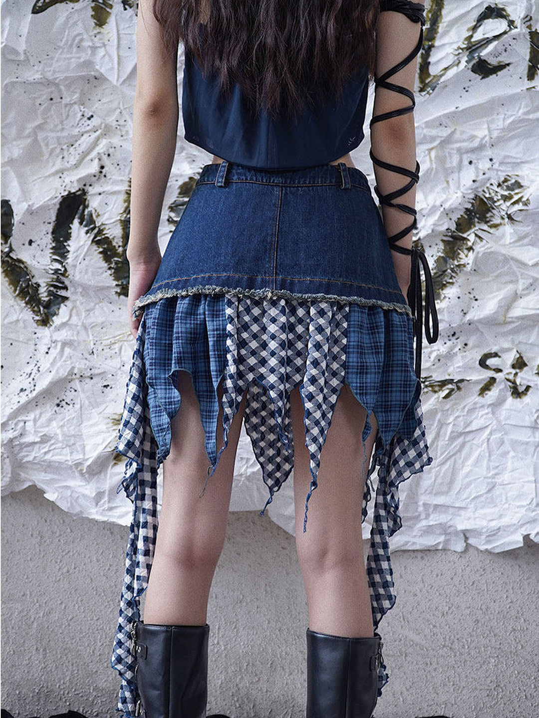 Y2K Patchwork Denim Handkerchief Skirt
