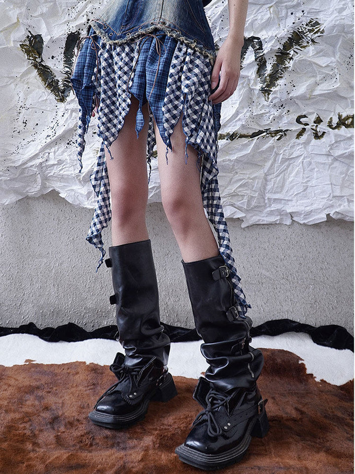 Y2K Patchwork Denim Handkerchief Skirt