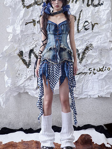 Y2K Denim Corset Cami Top