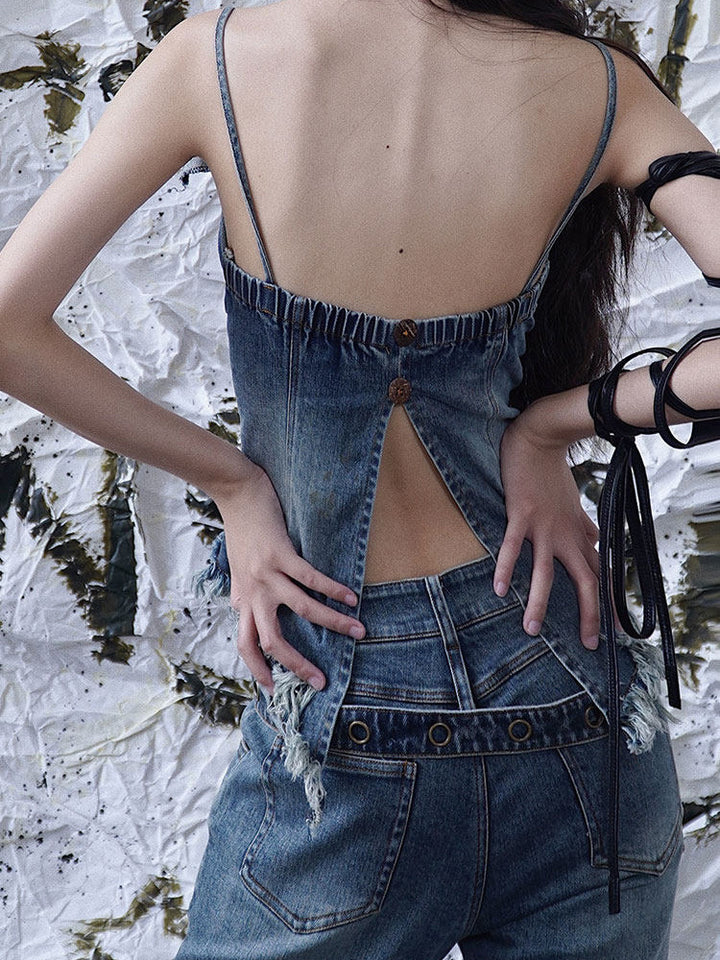Y2K Denim Corset Cami Top
