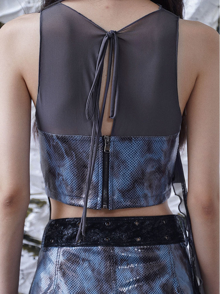 Punk Buckle Cutout Crop Vest