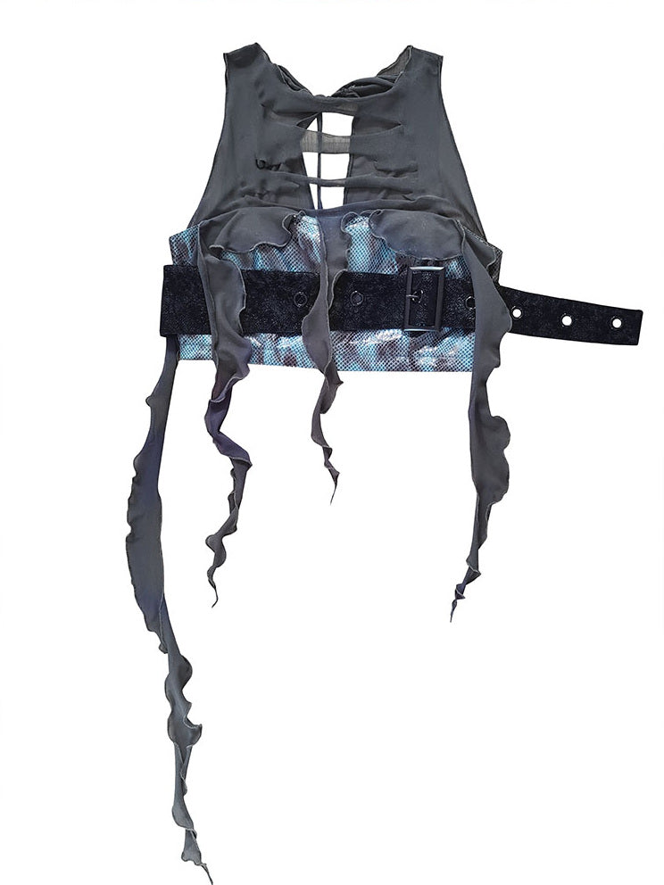 Punk Buckle Cutout Crop Vest