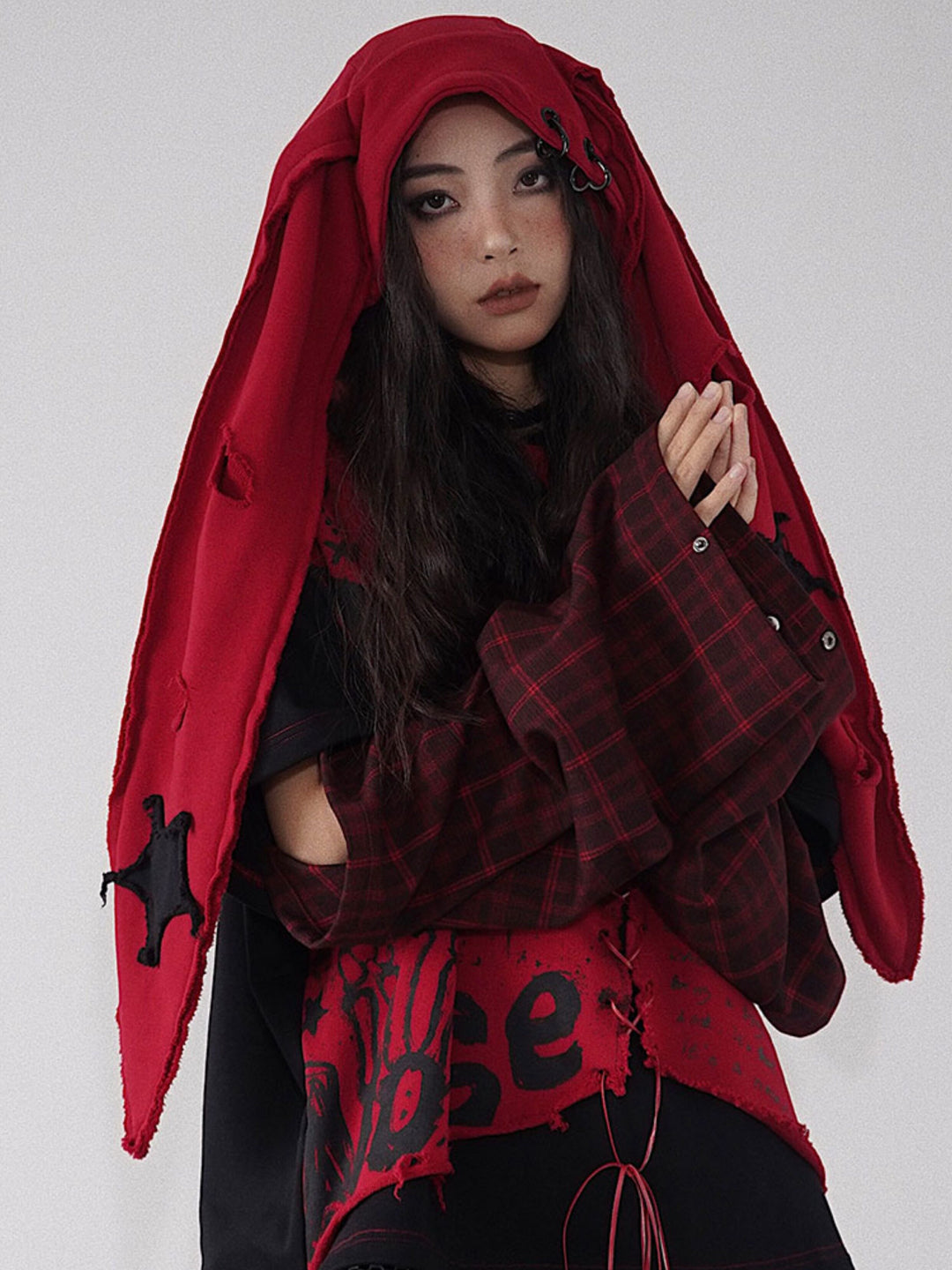 Gothic Star Patch Bunny Hood Scarf