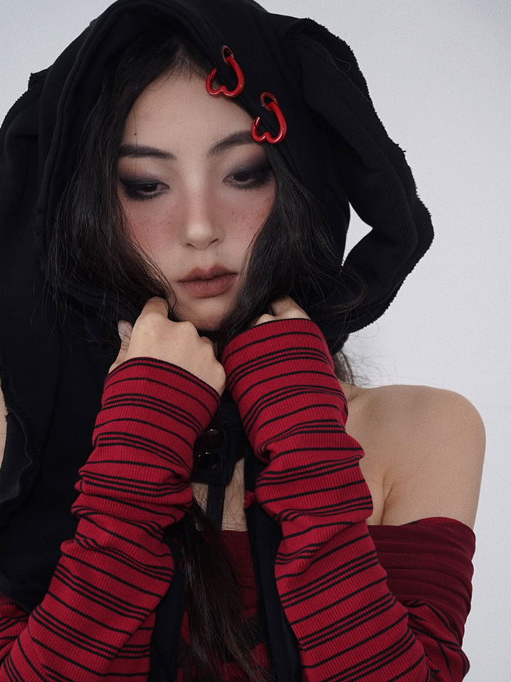 Gothic Star Patch Bunny Hood Scarf