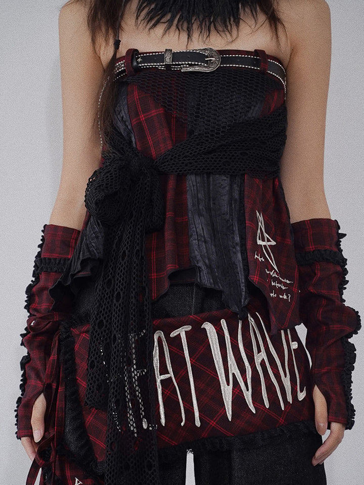 Gothic Layered Plaid Mini Skirt