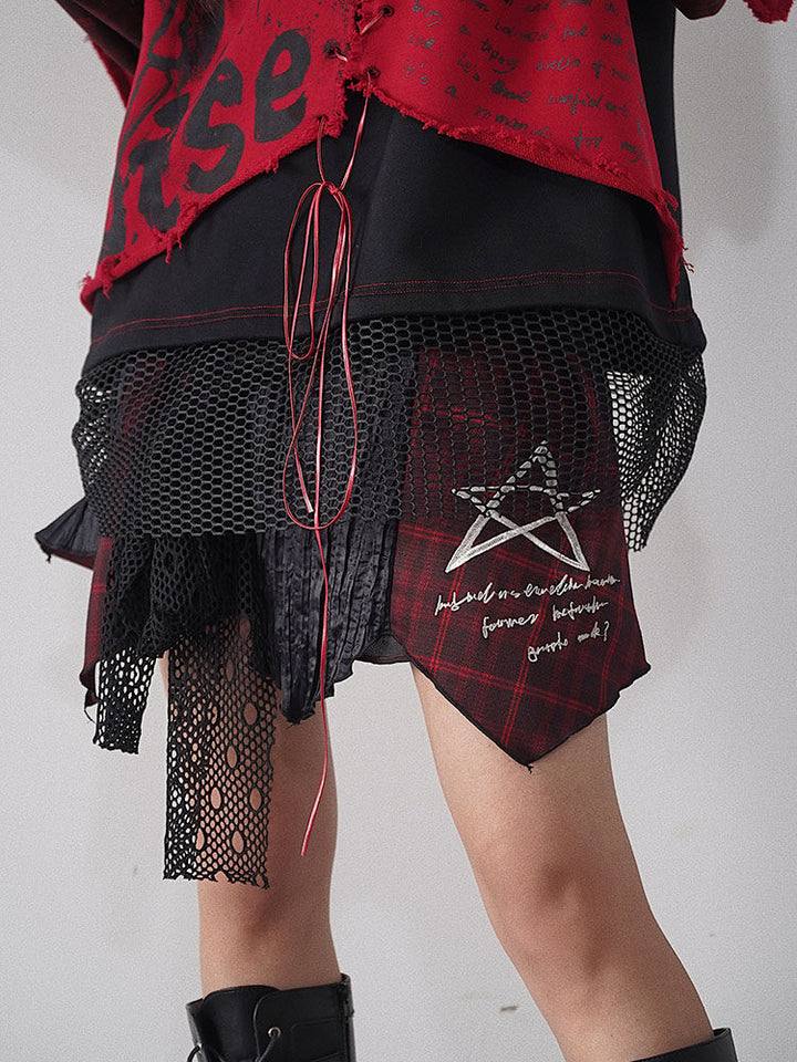 Gothic Layered Plaid Mini Skirt