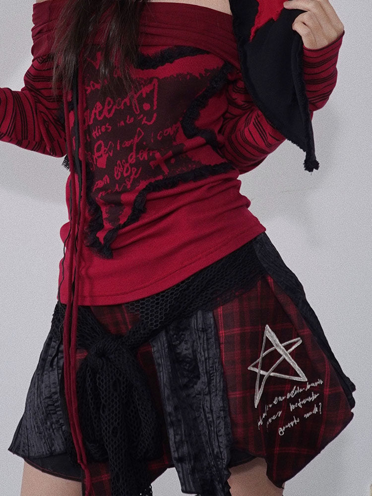 Gothic Layered Plaid Mini Skirt