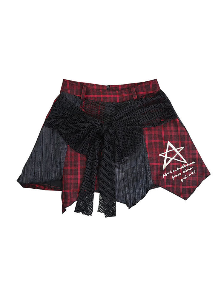 Gothic Layered Plaid Mini Skirt