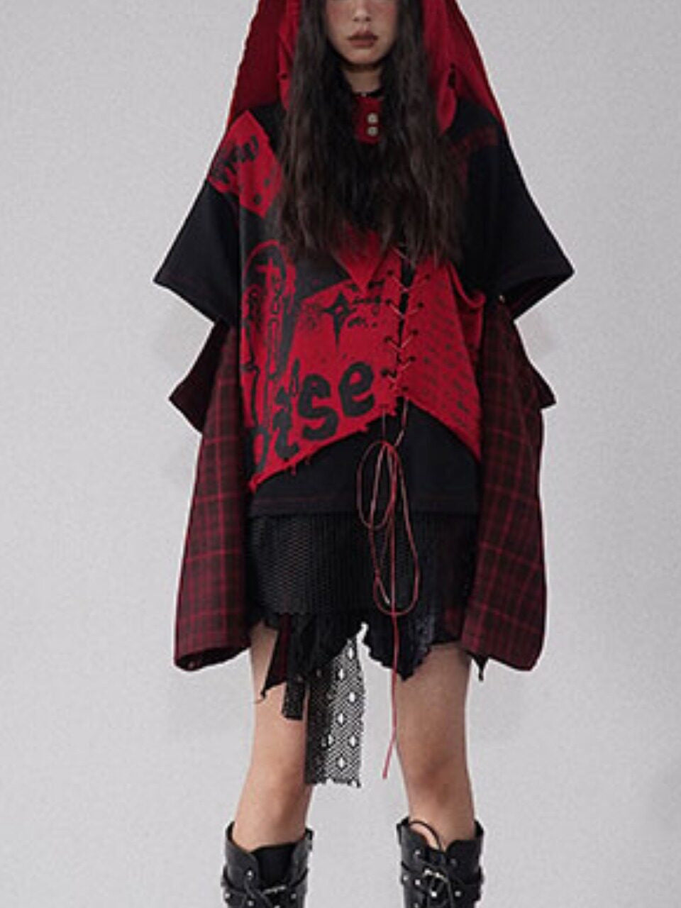 Gothic Layered Plaid Mini Skirt