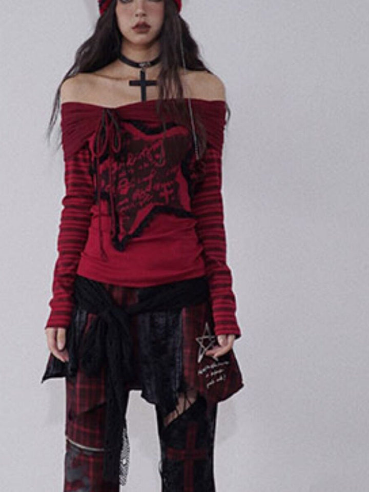 Gothic Layered Plaid Mini Skirt