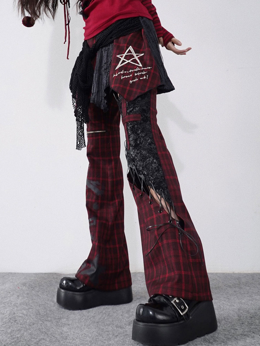 Gothic Layered Plaid Mini Skirt