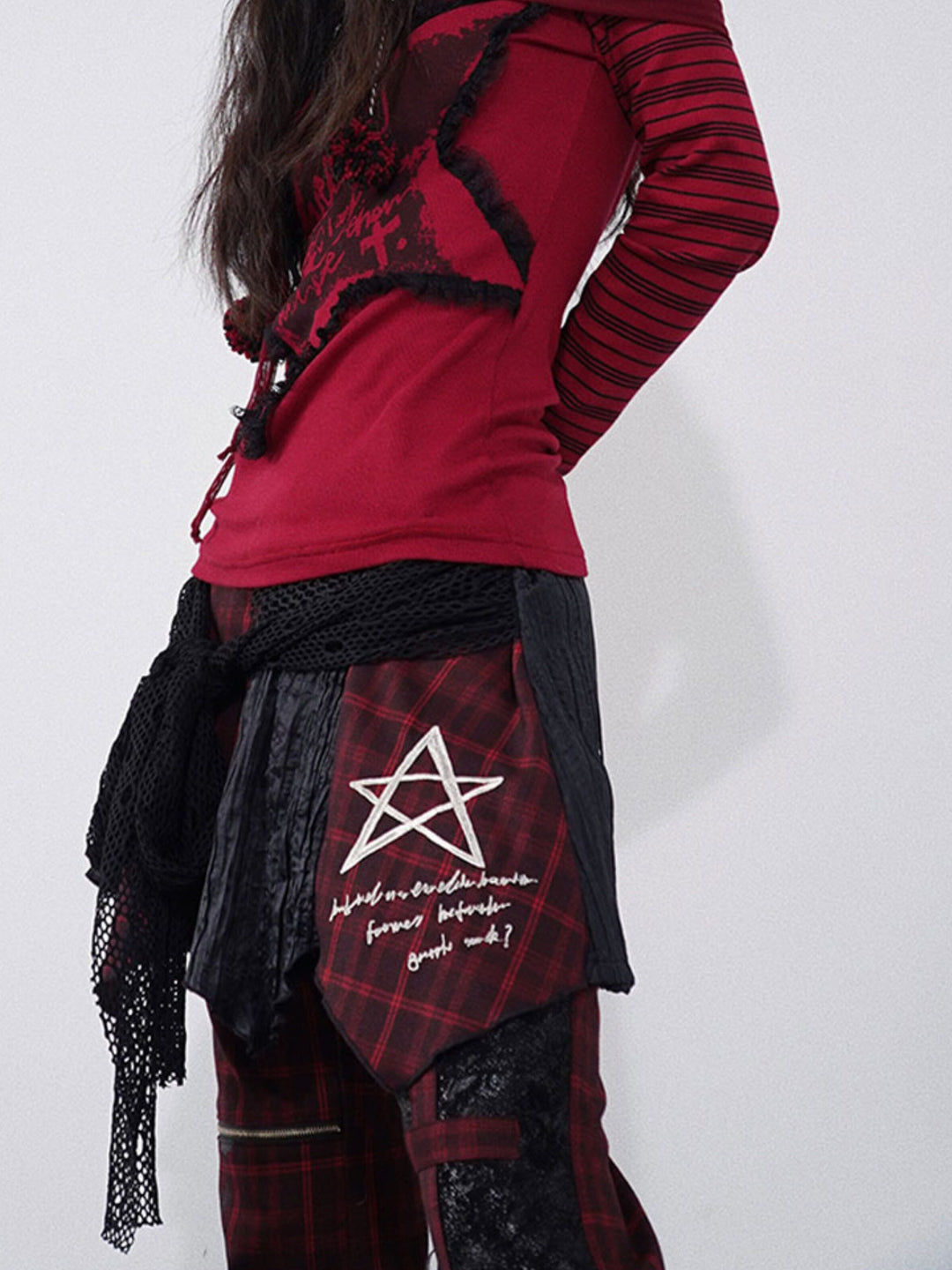 Gothic Layered Plaid Mini Skirt