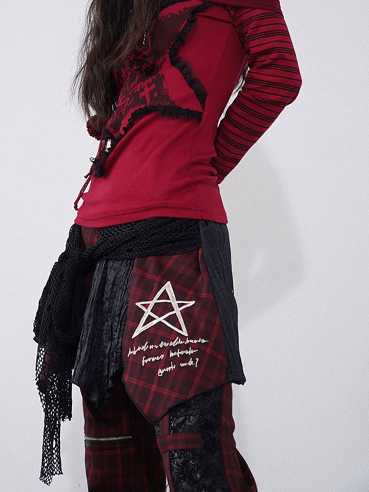 Gothic Layered Plaid Mini Skirt