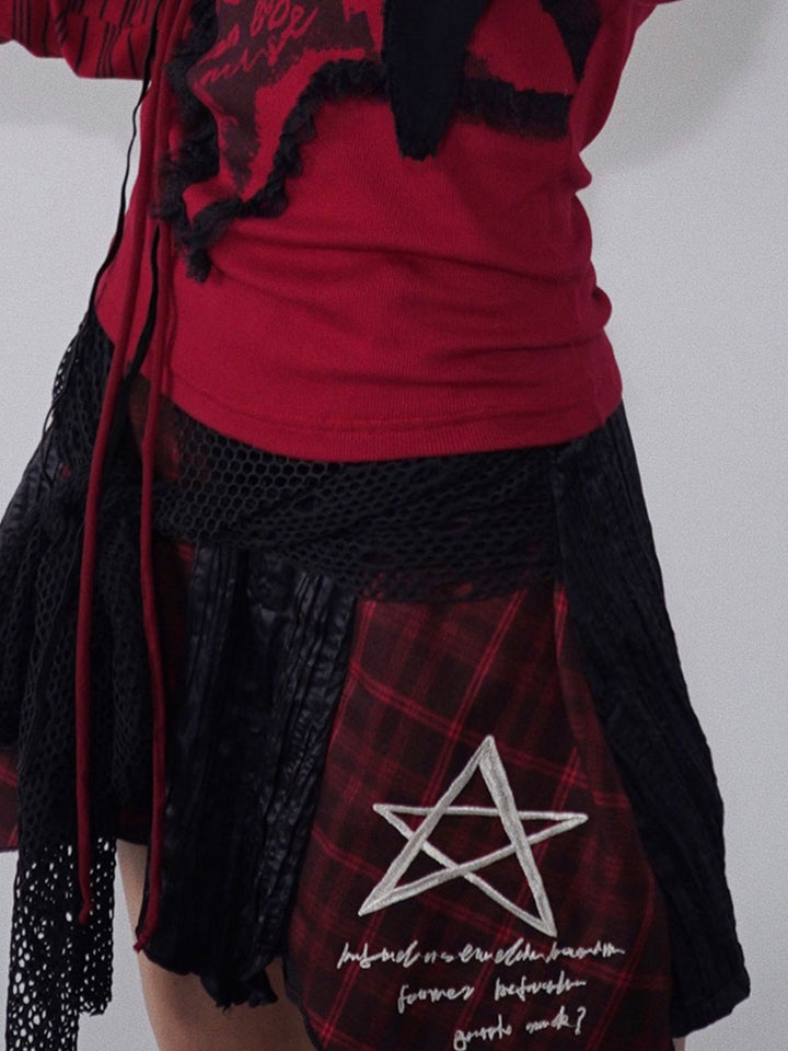 Gothic Layered Plaid Mini Skirt
